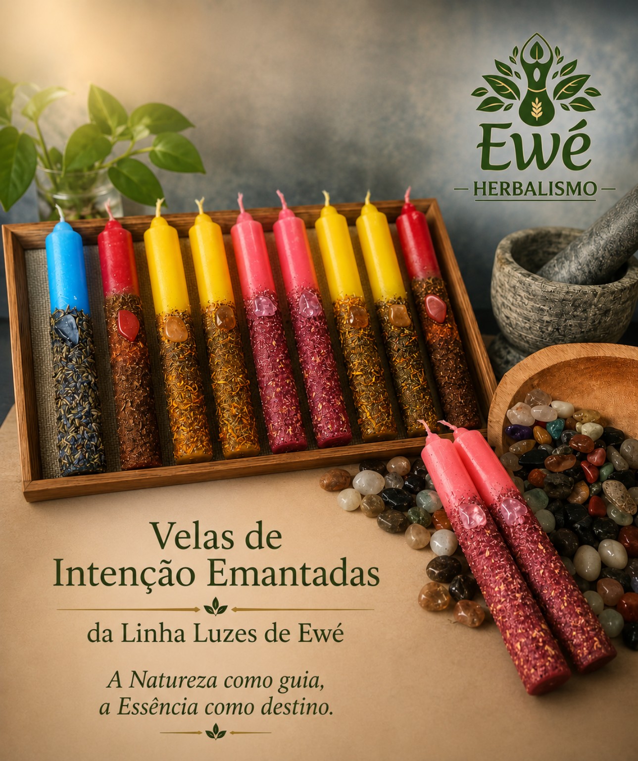 Velas de Intenção Emantadas da linha Luzes de Ewé